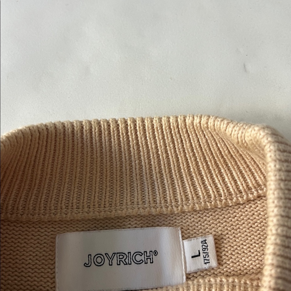 JOYRICH Teddy Bear Preppy Heavyweight Knit Beige Sweater Men's Large - Picture 9 of 11